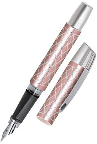 ONLINE Füller Campus Diamond Rose, Tinten-Füller für Rechtshänder, ergonomisches Griffstück, hochwertige Iridium-Feder medium, Standard-Tintenpatronen, inkl. Kombipatrone blau, Allergiker geeignet