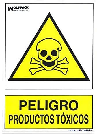 Cartel Peligro Productos Toxicos 30x21cm.