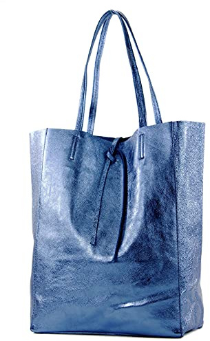 modamoda de T163 Damen Leder Shopper Schultertasche, handmade in Italy