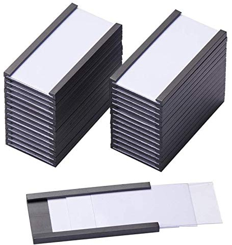 EEOYU Magnetic Label Holders with Magnets, Data Card Holders with Clear Plastic Protectors, Set of 30 (1 x 2 Inch)