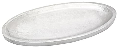 NKlaus Plato para Velas Ovalado 16x7cm Plato de Aluminio Plata Mate decoración de Mesa 10371