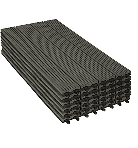 WOLTU WPC Terrassenfliesen Terrassendielen Holz-Optik 30x60cm, Fliese Bodenfliese Klickfliese mit klicksystem Bodenbelag Grau (12 Stück / 2 m²)