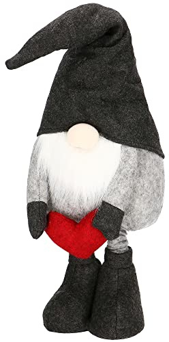 SPRINGOS Weihnachtswichtel Weihnachtszwerg mit Herz 63-93 cm Teleskopbeine Dekofigur Weihnachtsdekoration Valentinstag
