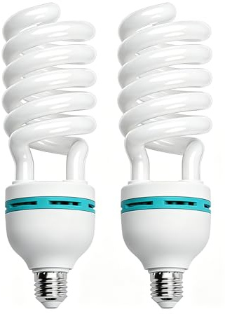 Andoer 2 x Fotolampe 135W 220V, 5500K CRI90 Tageslicht Spirallampe, Energiesparlampe E27 Birne für Fotostudio Studiobeleuchtung Videobeleuchtung