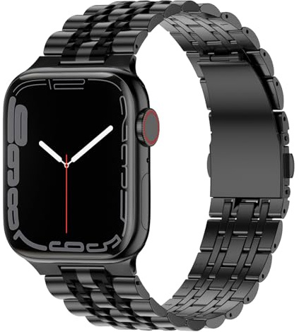 Anlinser Metallarmband Kompatibel mit Apple Watch Armband 49mm 46mm 45mm 44mm 42mm 41mm 40mm, Verstellbares Edelstahlarmband für iWatch Ultra 3/2/1 Serie 11 10 9 8 7-1 SE (42/41/40,Schwarz)