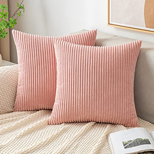 EMEMA Kissenbezug 40x40 Kordsamt Kissenbezüge Rosa Dekokissen