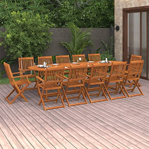 Yolola Gartenmöbel Set Holz 12 Personen, Garten Sitzgruppe Gartenmöbel Essgruppe Gartengarnitur Sitzgarnitur Gartentisch Massivholz Akazie 280x90x75cm