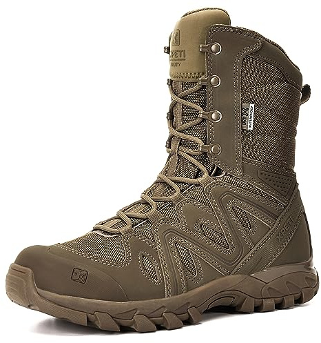 XPETI Mens Tactical Boots 8 Waterproof Combat Boots for Men Lightweight Military Boot Coyote Size 10.5