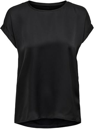 Only Onllieke S/S Satin Mix Top WVN Noos Blouse à Manches Courtes, Noir, M Femme