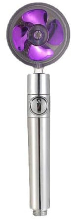 Shower Head Water Saving High Preassure Turbo Propeller Flow Showerhead with Fan Built-in Filter Rainfall Bathroom Accessor,Purple,1