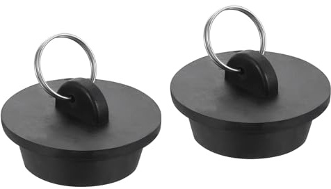uxcell 2pcs Rubber Drain Stopper with Hanging Ring, Bathtub Drain Plug Fits 1-3/8 Inch to 1-1/2 Inch, Rubber Sink Stopper Drain Plug for Bathtub, Kitchen and Bathroom, Black