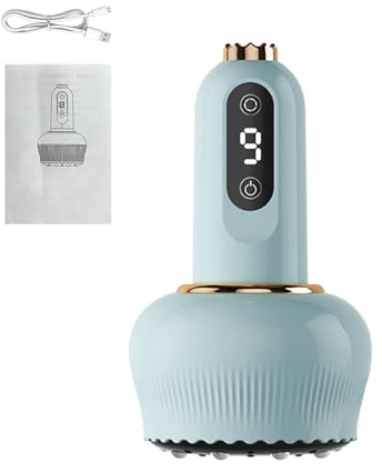 Schröpfgerät Elektrisch,CEIEVER Elektronische Schröpftherapie 4 in 1 Schröpfgerät Elektrisch Infrarot mit 9 Gängen Elektrisches Guasha-Gerät Cupping Set für Schmerzlinderung (Blau)