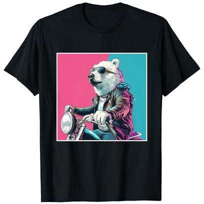 5.Bär ,Motorrad biker Rocker Moped Motorroller Eisbär T-Shirt