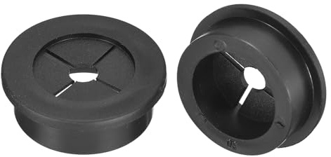 sourcing map 2 Pcs Cable Cord Grommet, 1-3/16 Inch (30mm) Desk Grommet Flexible Rubber Grommets Wire Hole Cover Pass Through for Office Computer Desk Wire Organizer, Black