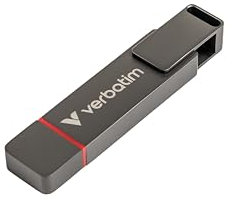 Verbatim Dual QuickStick, 128 GB Externo 3.2 Gen 1 USB-C/USB-A SSD, Memoria USB de Alta Velocidad de hasta 530 MB/s, Memoria Extremadamente rápida para teléfono móvil, Ordenador portátil, PC y