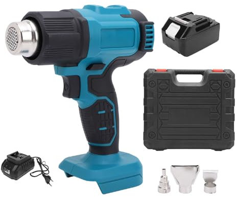 Kikumi Pistola de Calor Inalámbrica, Pistola de Aire Caliente con Batería Recargable Portátil para Manualidades (Enchufe Europeo)