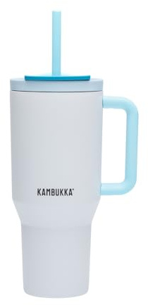 Kambukka Rio 950ml - Gobelet Isotherme en Inox avec Paille Télescopique, Boissons Froides +24h, Sans BPA, Compatible lave-vaisselle - Frosty Coconut