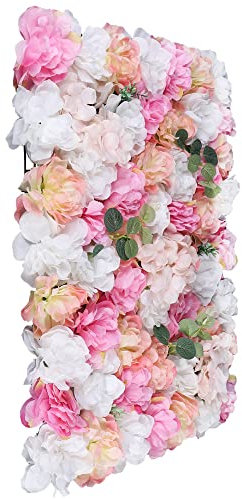Akuoyiexemye 12 pannelli da parete artificiali, 60 x 40 cm, fiori di seta artificiali, per matrimoni, feste, sfondo Dalia+Rosa+ortensia, foglie