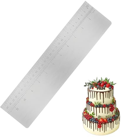 Metal Cake Scraper, 12 Inch Cake Scraper Buttercream Smoother, Stainless Steel Cake Edge Scraper with Scale, Icing Spatula Tool for Baking Measuring Cake Mousse Cream Accessories