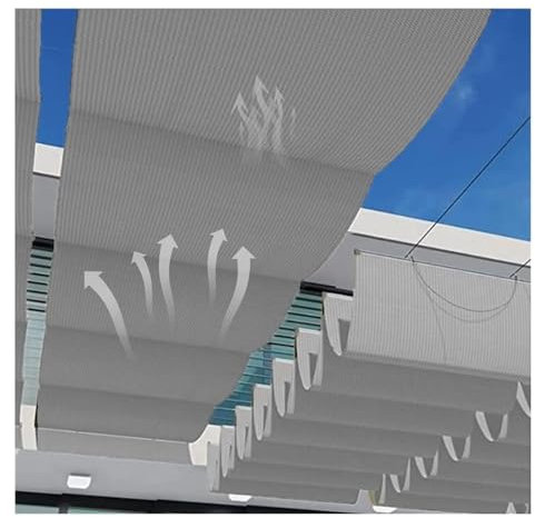 Vele parasole ondulate retrattili,Tenda Ombreggiante Esterno,Tenda Avvolgibile Scorrevole A Forma di U,Rete Resistente Ai Raggi UV,HDPE Tetto Paralume,per pergola e gazebo(W1.3*L11m/W4.3*L36ft)
