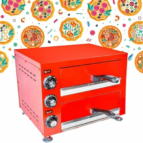 2-Layer Desktop Pizza Oven, Indoor, Commercial, Stainless Steel Pizza Electric Oven With 0 To 60 ° C Timer, Home And Restaurant, 220V