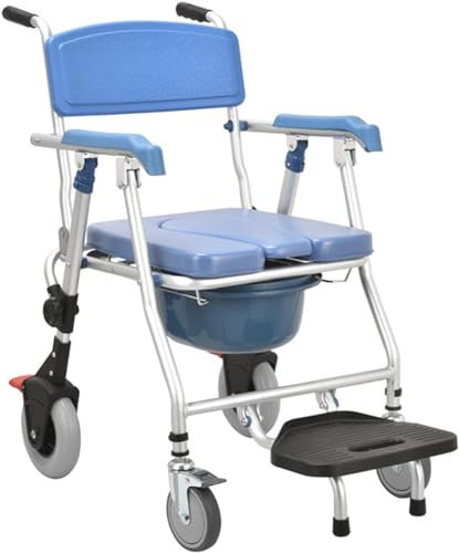 Chaise De Chevet 4 En 1 Avec Siège Rembourré, Chaise De Douche Pliante, Fauteuil Roulant Avec Accoudoirs Et Dossier, Chaise Mobile Étanche Au-Dessus Des Toilettes Pour Personnes Âgées, Coussin
