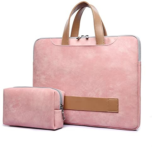 LJWDYS Sacoche pour Ordinateur Portable pour Femme, Mallette Fine et Imperméable avec Poche de Rangement(Pink,16.1 inch)