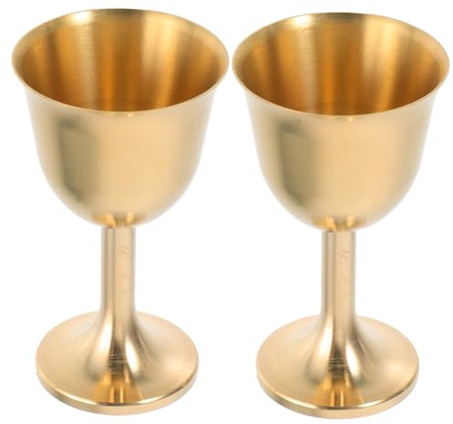 Zerodeko 2piezas Vaso De Licor De Latón Mini Copa De Vino Para Altar Copas De Cáliz Vintage Para Celebración Religiosa