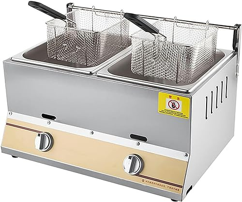 Friggitrice a gas commerciale, friggitrice da banco da 10 l/20 l, con cestello e coperchio, per pollo, patatine fritte, patatine fritte, ideale per ristoranti e cucina di casa