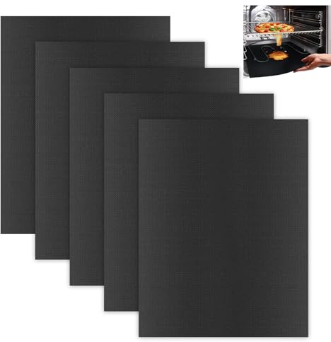Grillmatte für Gasgrill, 5 Stück Backmatte 40 x 50 cm Backpapier Wiederverwendbar Dauerbackfolie Robuste Teflon Grillmatten für Backofen Öfen Grills Backbleche