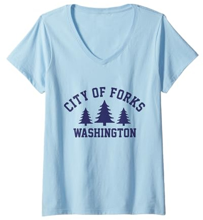 Womens City of Forks Washington V-Neck T-Shirt