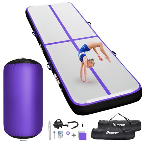FBSPORT Airtrack Matte mit 100x60cm Air Roll, 10cm Hoch Verdicken 3/4M Tumbling Matte,Gymnastikmatte mit Luftpumpe,Trainingsmatte mit Tragetasche,Turnmatte für Zuhause, Outdoor,Yoga