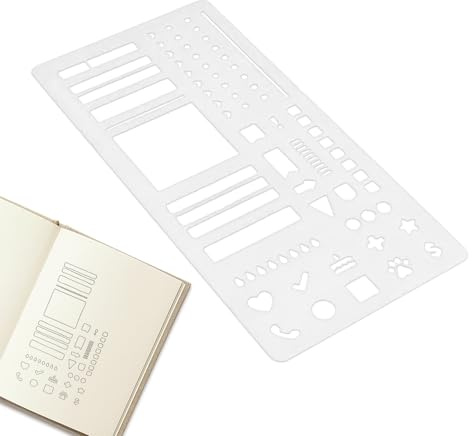 Djowyh Pochoir de planificateur, réutilisable, règle à pointillés pour bannières, listes, tampons, scrapbooking, dessin, journaling, bricolage