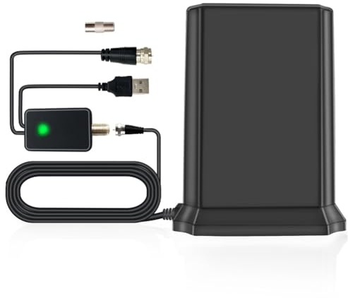 Flaroey Antenna TV Digitale Europea e per Interni Ed Esterni Terrestre per Uso Domestico Hdtv Dvb-T2 Antenna Ricevente 1 Pz Nero