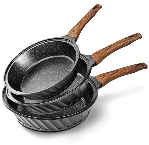 RESADE Keramik Pfannenset 3-teilig 20/24/28 cm – PFAS-, PFOA- & PTFE-frei, Induktion & alle Herdarten, Antihaft Keramikbeschichtung, Aluminium-Druckguss, Backofenfest, Hochrand-Bratpfannen Set