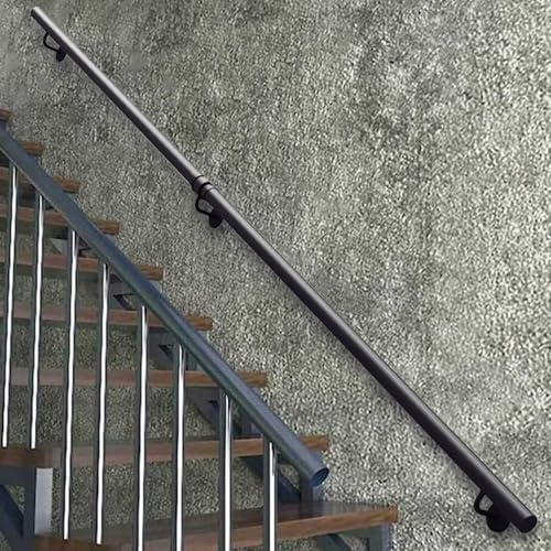 Ledstång för trappor, Väggmonterade trappräcken med konsoler, Halkfri trappstång av galvaniserat järn för inomhusbruk och utomhusbruk, Trappräcke(570cm)