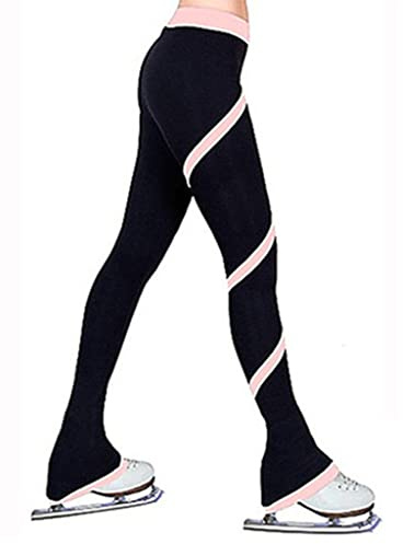 Genérico Pantalones De Patinaje Artístico para Niñas Y Damas,Pantalones De Mallas Cálidas para Actuaciones, Mallas De Patinaje Leggings(Size:140cm,Color:Rosa Claro)