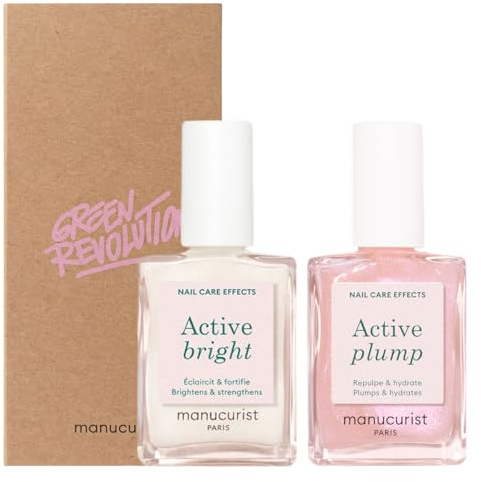 Manucurist Active Icons Duo Pintauñas Set | Esmaltes Uñas Active con Bright y Plump - Fortalecedores de Uñas, Abrillantadores y Cuidado