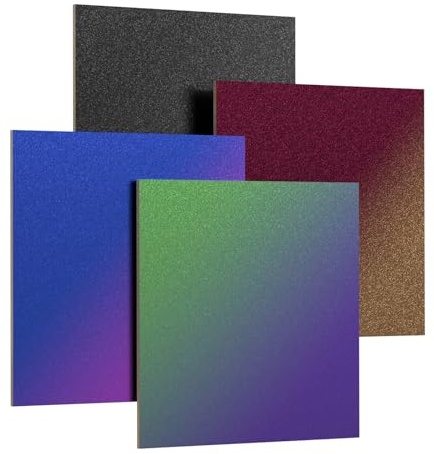 Creatorally Paquete de 4 tableros de madera contrachapada de colores para corte láser, 12 x 12 x 1/8 pulgadas (3 mm), tableros de cambio de color de doble cara con película protectora para