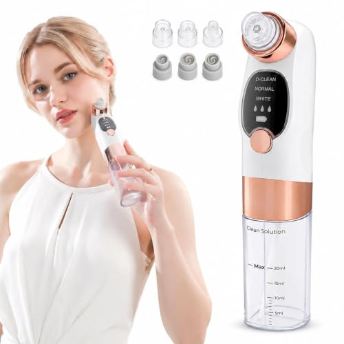 Aspirateur Point Noir Extracteur Point Noir Point Noir Extracteur Nettoyeur de Pores Visage avec Circulation d’Eau 3 Niveaux 6 Embouts Recharge USB pour Nez Menton Zone T