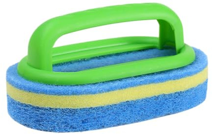 Svampborste - pannskurmaskin | Disksvamp med handtag Ergonomisk 1-pack skursvamp Hushållsrengöringshjälpmedel för handfat Kakel Badkar Dusch Pool Bubbelpool PP Blå Vit