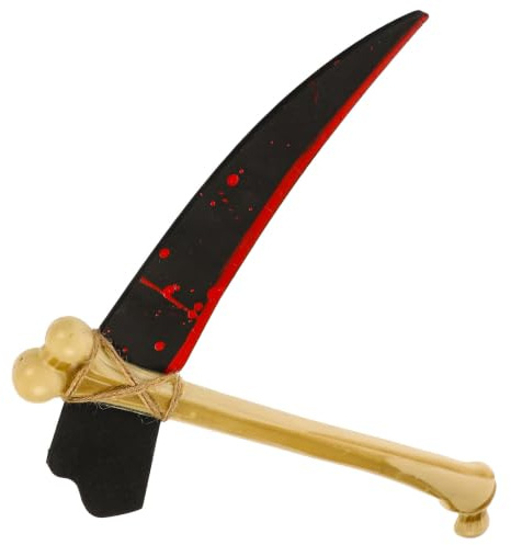 KALLORY Accesorio de Halloween Hoz de Hueso Apariencia Realista y Resistencia a Roturas para Cosplay y Fiestas, Fabricado en Plástico y Goma Polímero