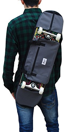 Sac à Dos Transport Planche Skate, Cadeau Skateur 7.5 - 8.5 Planche à roulettes, Sac Skateboard, Rucksack, Skateboard Backpack - Gris