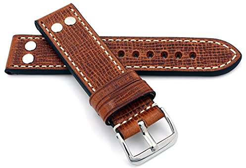 Sulla RIOS 1931 22mm Herren Leder Deutsch Uhrenarmband mit Nieten braun NT