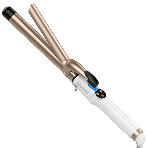 Hoson 1 Inch Curling Iron Professional Ceramic Tourmaline Coating Barrel Hair Curler, LCD Dispaly with 9 Heat Setting(225°F to 450°F for All Hair Types, Glove Include)