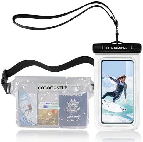 FORETOY COLOCASTLE Custodia Impermeabile Smartphone, Borsa Impermeabile Mare, Sacca Stagna, Dry Bag, IP68 Marsupio Subacquea con Cintura Regolabile per Spiaggia Nuoto, Canottaggio, Pesca
