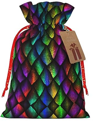 Drachenschuppen-Geschenktasche mit Kordelzug, schicke Stoff-Geschenktüte für Weihnachten – ideal für jeden Anlass