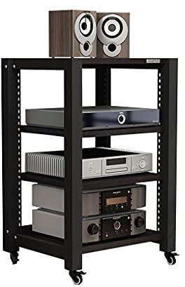 Lautsprecherständer Audio-Halterung, Roller, TV-Halterung, Medienkomponenten, mehrschichtige Audio-Halterung, Lautsprechergehäuse, 2/3/4 Schichten (schwarze Holzmaserung) Speaker stand ( Size : S3 )