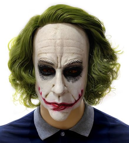 Clown Maske mit Haaren, Realistische Halloween Party, Latex, Gruselige Maske für Kinder und Erwachsene, Cosplay, Costum, Gruselige Joker Maske, Requisiten, Geschenkidee für Halloween