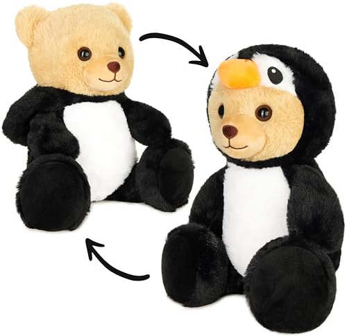 BRUBIES Teddy Pinguin - 25 cm Teddybär im Pinguinkostüm mit Kapuze - Plüschtier für kuschelige Abenteuer - Kuscheltier Geschenk für Kinder